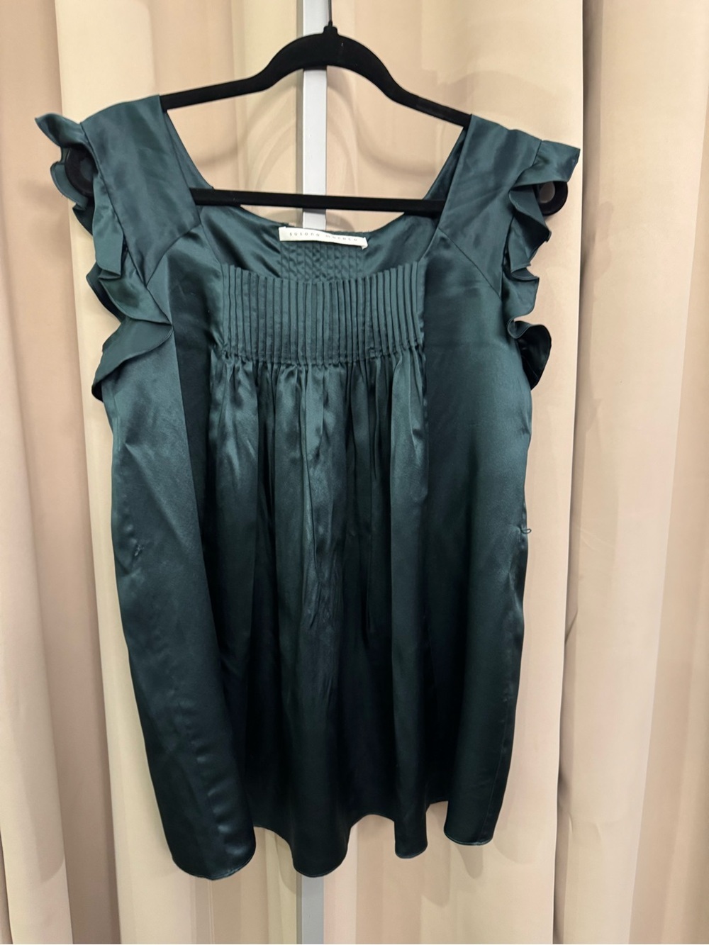 Susana Monaco Satin Ruffle-Shoulder Camisole